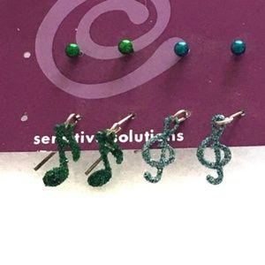 Claire's 4 Piece Musical Notes and Studded Earrings